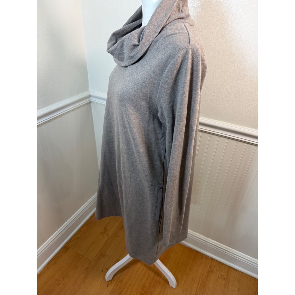 Pure Jill Casual Cowl Neck Long Sleeve Tunic Dress with Pockets Taupe Size S - Picture 6 of 11